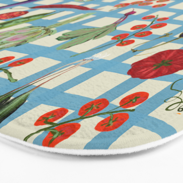 Blue Gingham Farmers Market Pattern Bath Mat Gallery Image 3