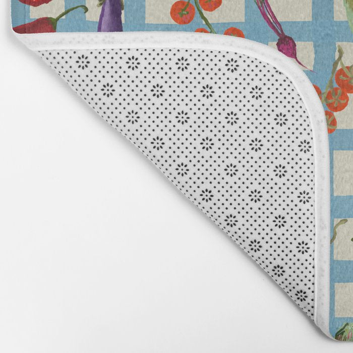 Blue Gingham Farmers Market Pattern Bath Mat Gallery Image 2