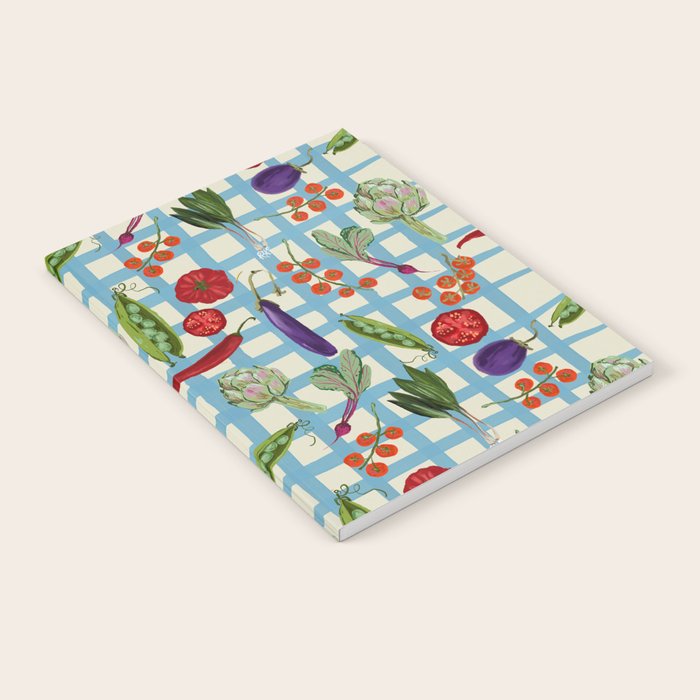 Blue Gingham Farmers Market Pattern Notebook Gallery Image 1