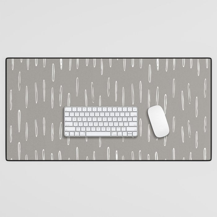 Raindrops, Gray, Minimalism, Abstract Art Desk Mat Gallery Image 1