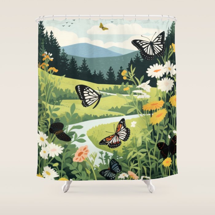 Butterfly Path Shower Curtain Gallery Image 1