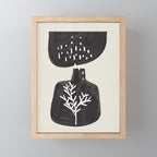 Mid Century Minimalist Black Ink Tribal Vase Abstract Vase Shapes Floral Plant Mini Art Print Gallery Image 1