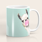 Bubble Gum Sneaky Llama in Green Coffee Mug Gallery Image 1