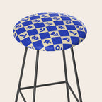 Abstract blue flower collage art pattern Stool Gallery Image 2