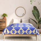 Abstract blue flower collage art pattern Comforter Gallery Image 3