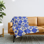 Abstract blue flower collage art pattern Throw Blanket Gallery Image 1
