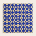 Abstract blue flower collage art pattern Wood Wall Art Gallery Image 1