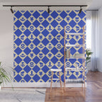 Abstract blue flower collage art pattern Wall Mural Gallery Image 1