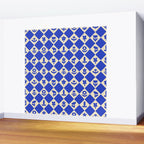 Abstract blue flower collage art pattern Wall Mural Gallery Image 2