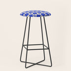 Abstract blue flower collage art pattern Stool Gallery Image 1