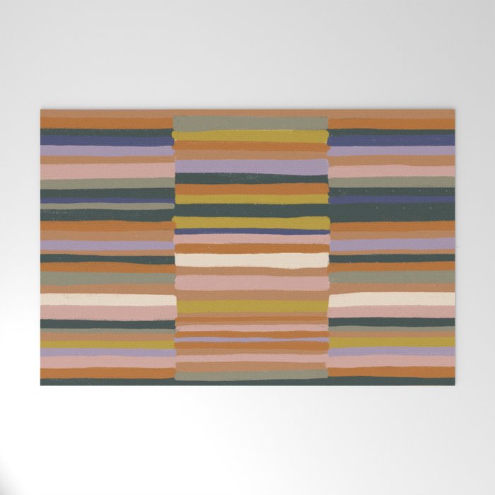 Brown striped pattern Welcome Mat Gallery Image 1