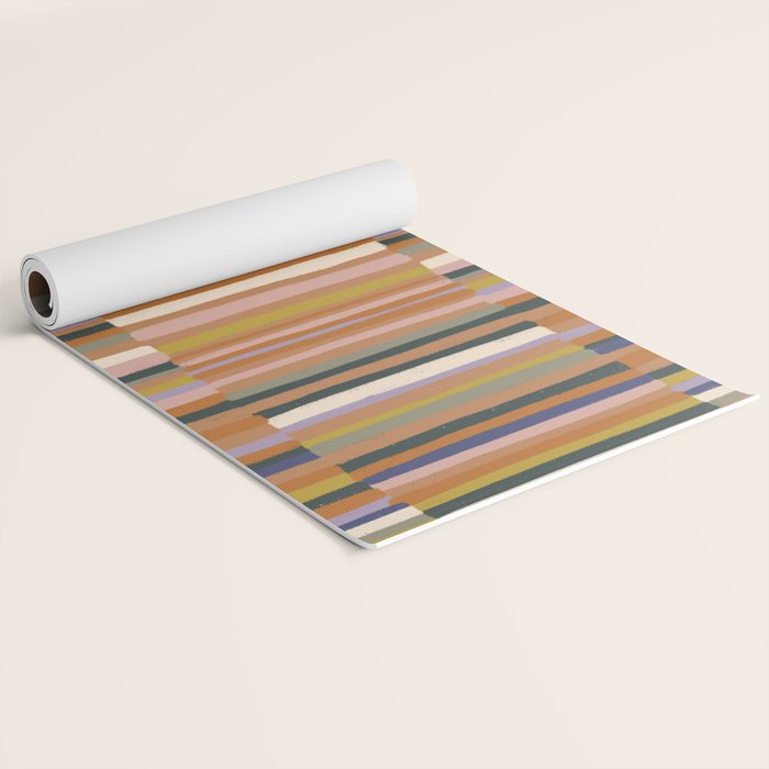 Brown striped pattern Yoga Mat Gallery Image 2