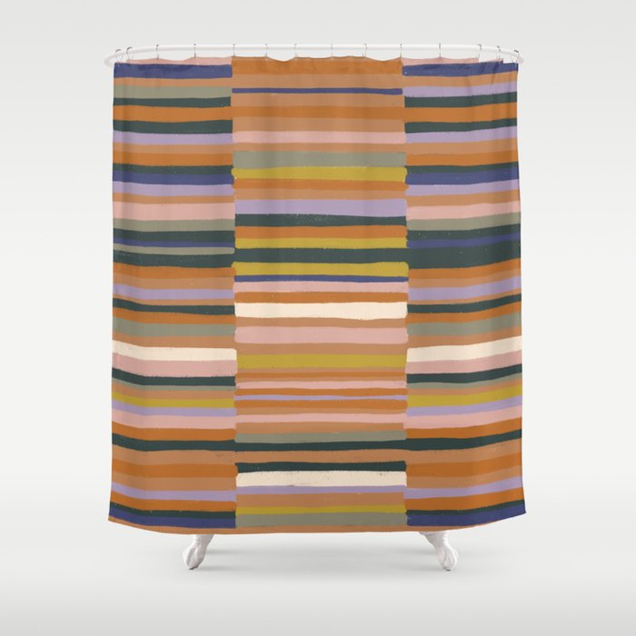 Brown striped pattern Shower Curtain Gallery Image 1