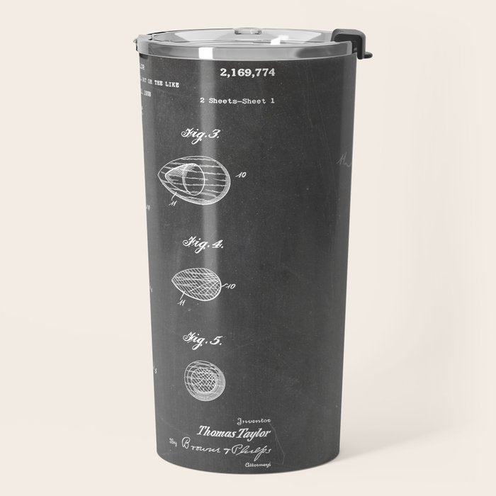 Baseball Bat Patent - Baseball Art - Black Chalkboard Travel Mug Gallery Image 2