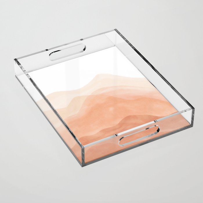Warm watercolor mountain landscape Acrylic Tray Gallery Image 1