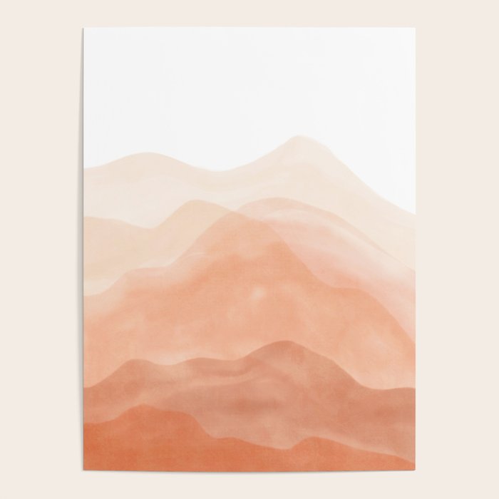 Warm watercolor mountain landscape Poster Gallery Image 1