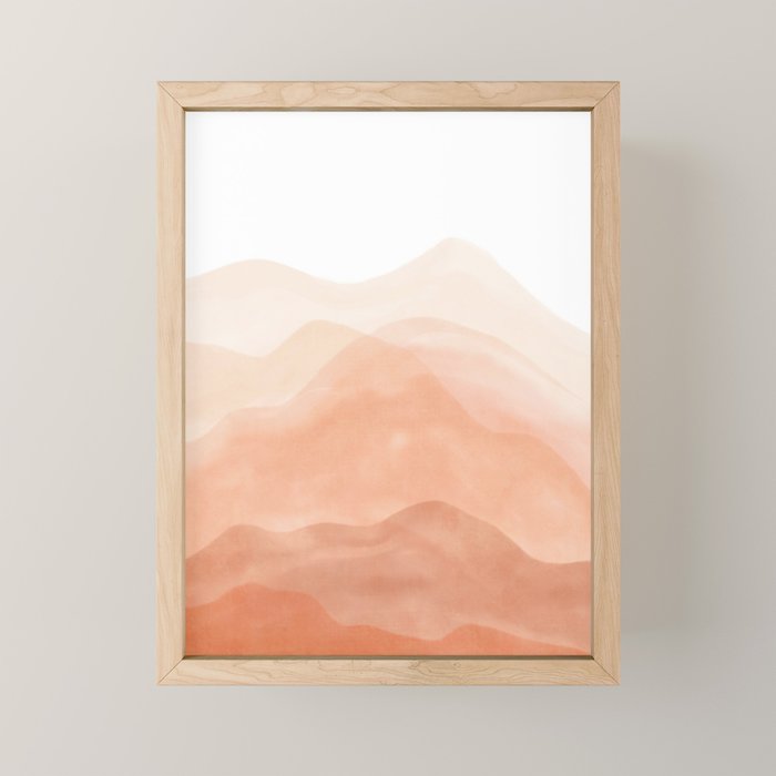 Warm watercolor mountain landscape Mini Art Print Gallery Image 1