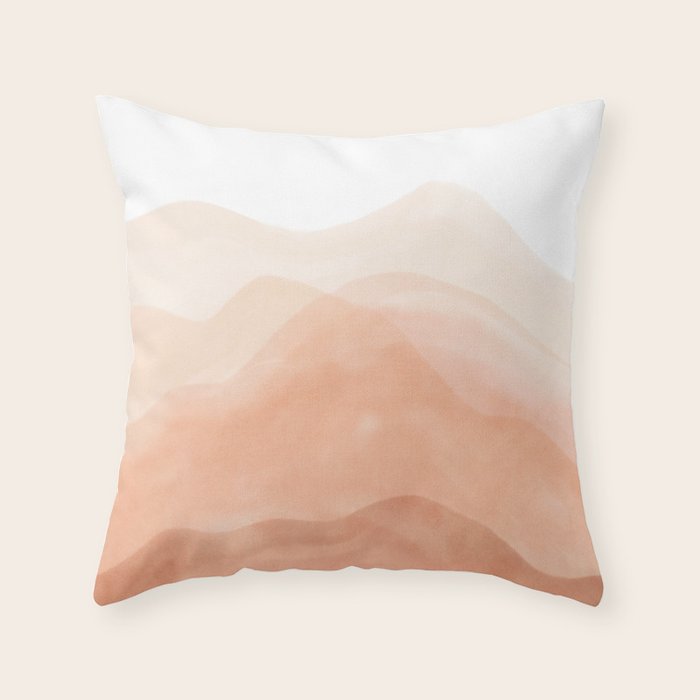 Warm watercolor mountain landscape Throw Pillow Gallery Image 1