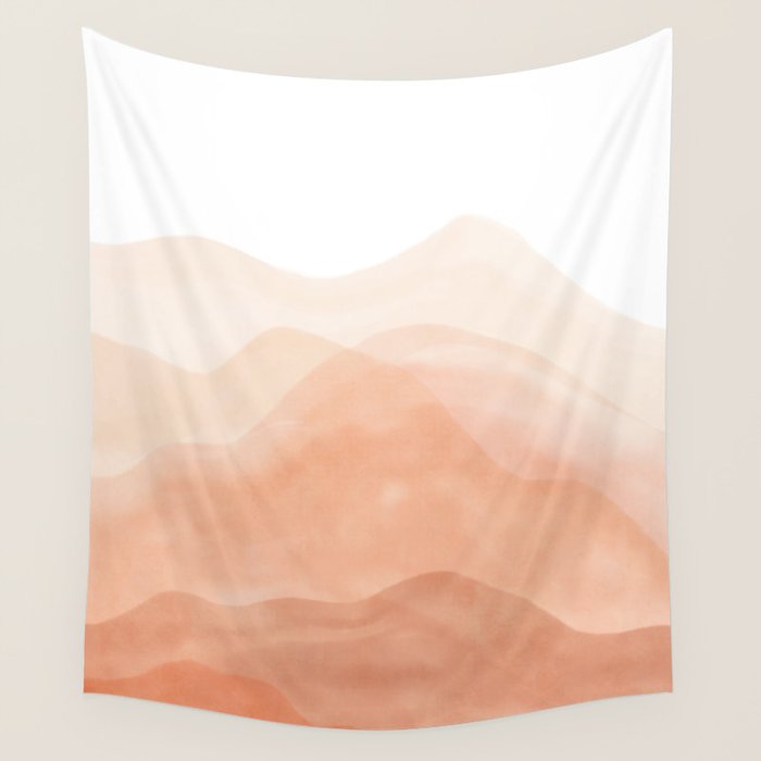 Warm watercolor mountain landscape Wall Tapestry Gallery Image 4