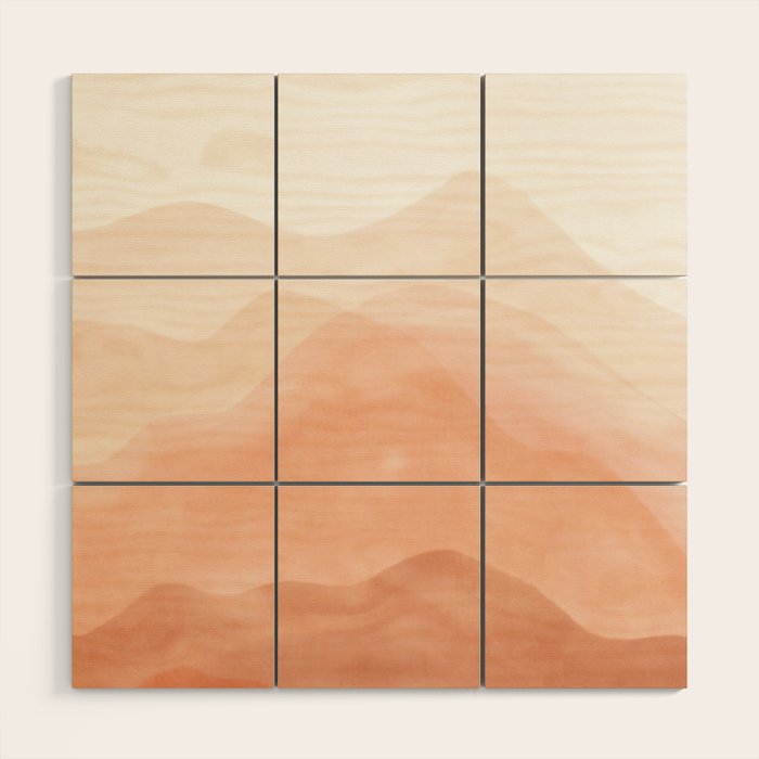 Warm watercolor mountain landscape Wood Wall Art Gallery Image 1