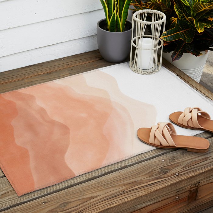 Warm watercolor mountain landscape Outdoor Rug Gallery Image 2