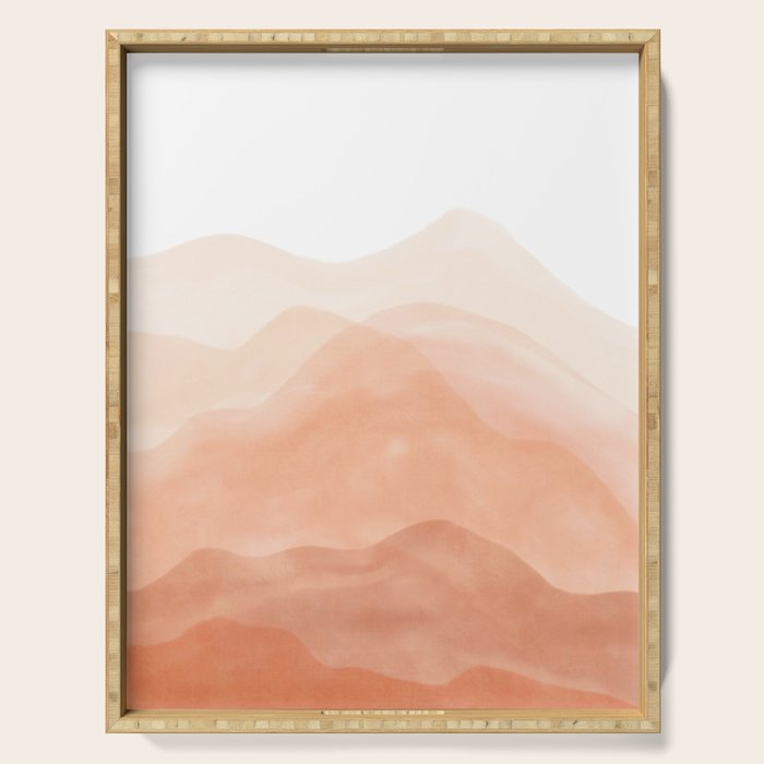 Warm watercolor mountain landscape Serving Tray Gallery Image 1