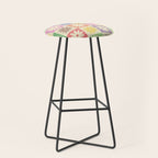 Colorful Flower Checkered Pattern Stool Gallery Image 1