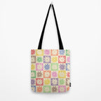 Colorful Flower Checkered Pattern Tote Bag Gallery Image 2