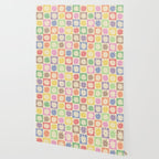 Colorful Flower Checkered Pattern Wallpaper Gallery Image 2