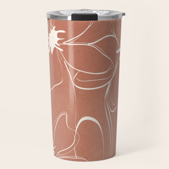 Little Flower Outline on Clay 02 Travel Mug Gallery Image 1