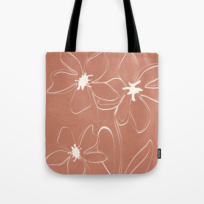 Little Flower Outline on Clay 02 Tote Bag Gallery Image 1