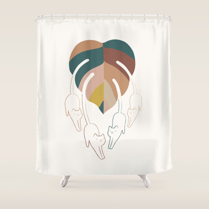 Cat and Plant 8 Shower Curtain Gallery Image 1