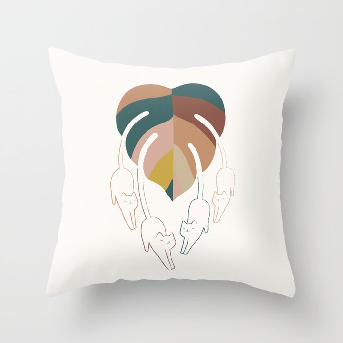 Cat and Plant 8 Throw Pillow Gallery Image 1