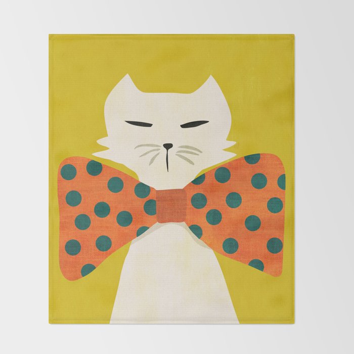 Cat with incredebly oversized humongous bowtie Throw Blanket Gallery Image 2