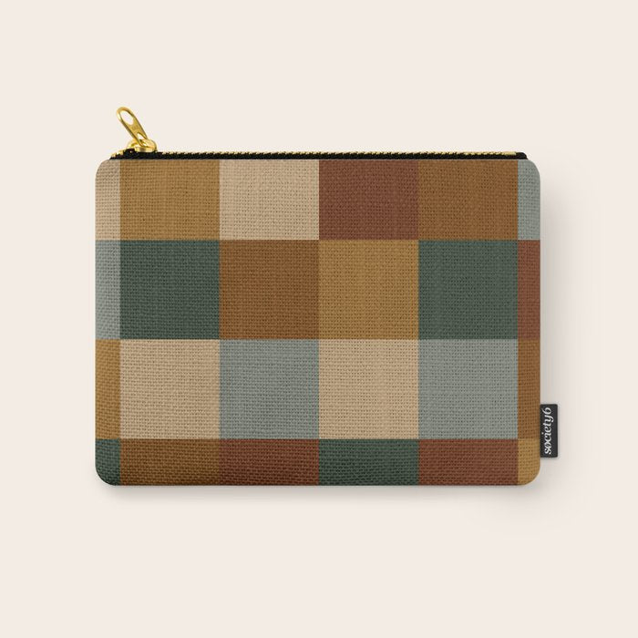 Bold Earthy Checks Pattern - Large VI Carry All Pouch Gallery Image 1