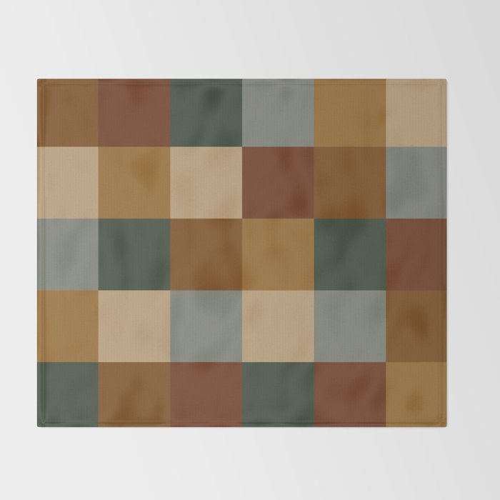 Bold Earthy Checks Pattern - Large VI Throw Blanket Gallery Image 2