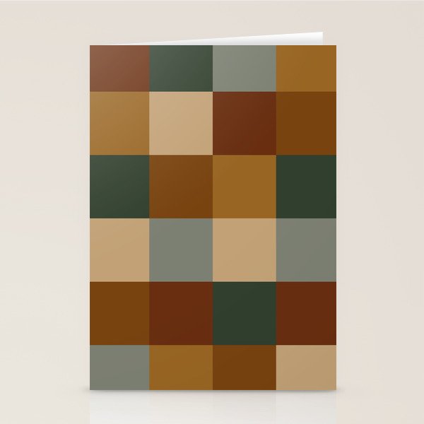 Bold Earthy Checks Pattern - Large VI Stationery Card Gallery Image 1