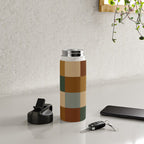 Bold Earthy Checks Pattern - Large VI Water Bottle Gallery Image 4