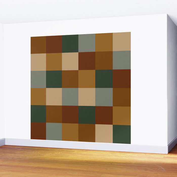 Bold Earthy Checks Pattern - Large VI Wall Mural Gallery Image 2