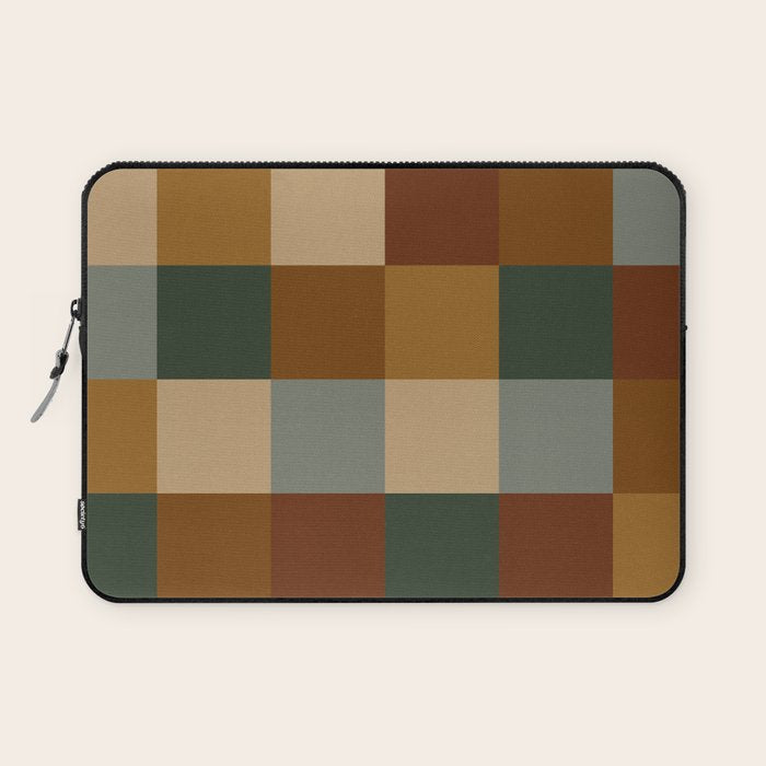 Bold Earthy Checks Pattern - Large VI Laptop Sleeve Gallery Image 1