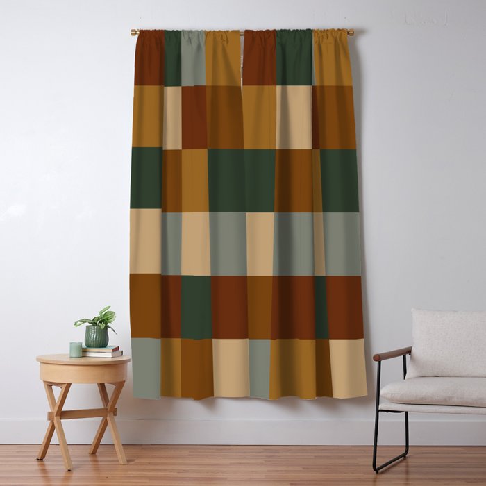 Bold Earthy Checks Pattern - Large VI Window Curtain Gallery Image 5
