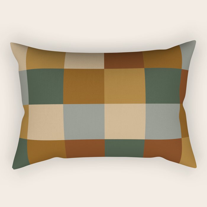 Bold Earthy Checks Pattern - Large VI Rectangular Pillow Gallery Image 1