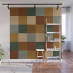 Bold Earthy Checks Pattern - Large VI Wall Mural Gallery Image 1