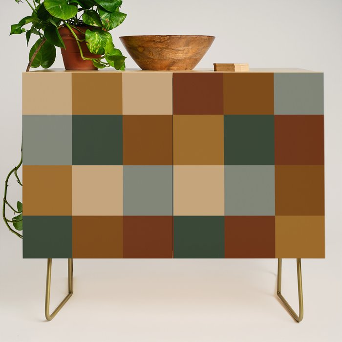 Bold Earthy Checks Pattern - Large VI Credenza Gallery Image 1