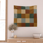 Bold Earthy Checks Pattern - Large VI Wall Tapestry Gallery Image 2