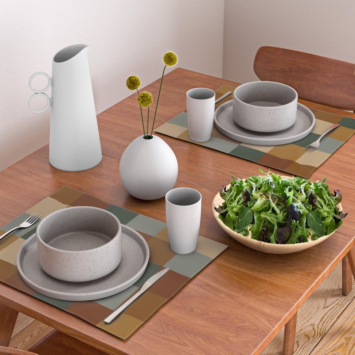 Bold Earthy Checks Pattern - Large VI Placemat Gallery Image 2
