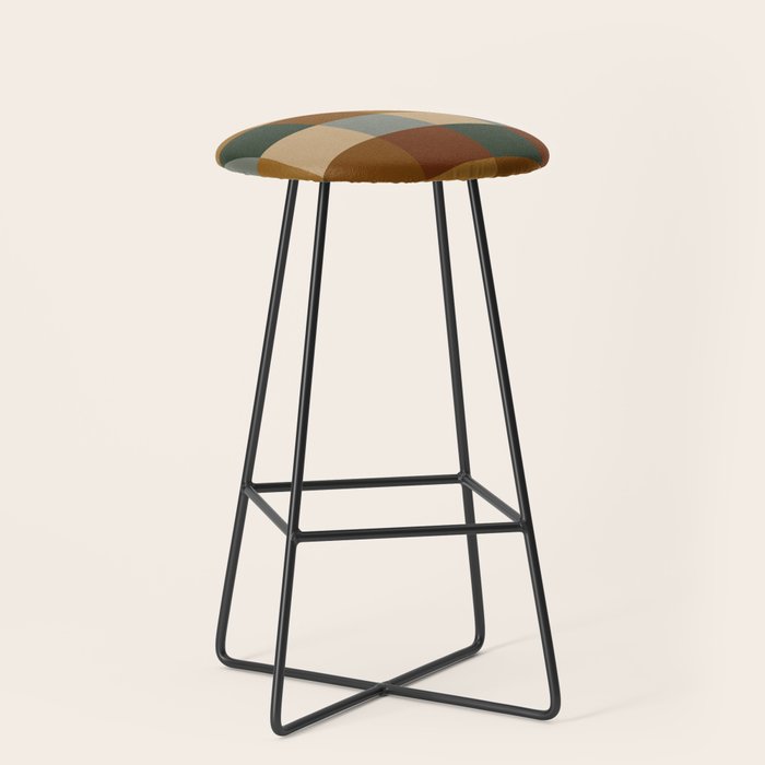 Bold Earthy Checks Pattern - Large VI Stool Gallery Image 1