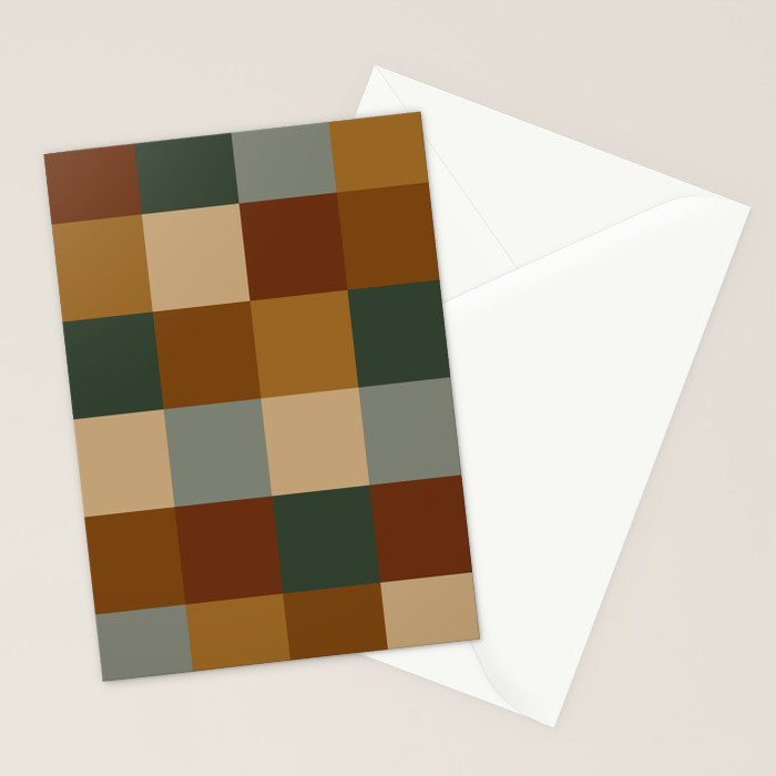 Bold Earthy Checks Pattern - Large VI Stationery Card Gallery Image 2