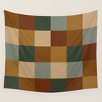 Bold Earthy Checks Pattern - Large VI Wall Tapestry Gallery Image 4