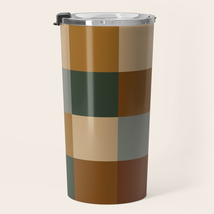 Bold Earthy Checks Pattern - Large VI Travel Mug Gallery Image 3